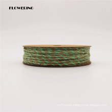 Factory Direct Sale 2 Color Jute Rope Paper Roll 2mm X 20m Natural+Green for Gift, Pack, Gardening, Decorate